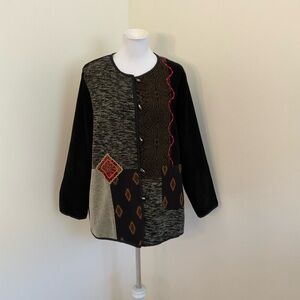 White Stag Black and Brown Patchwork Jacket with Red Accent